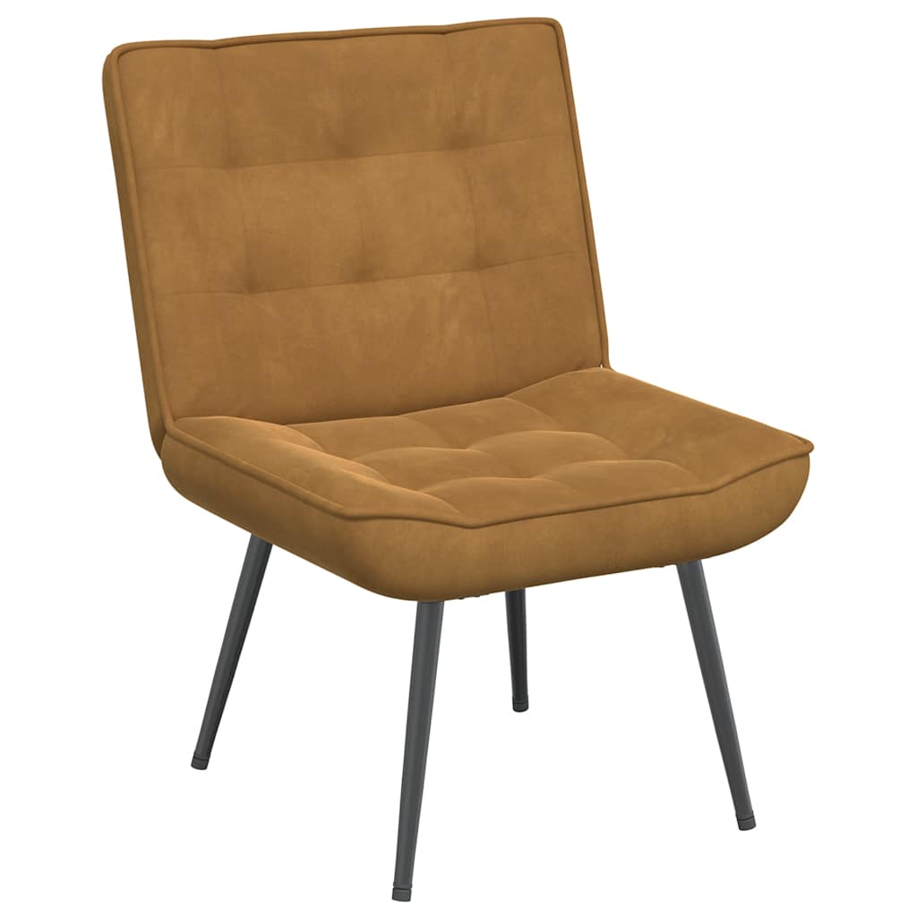 Velvet Recliner Chair with Footstool Brown