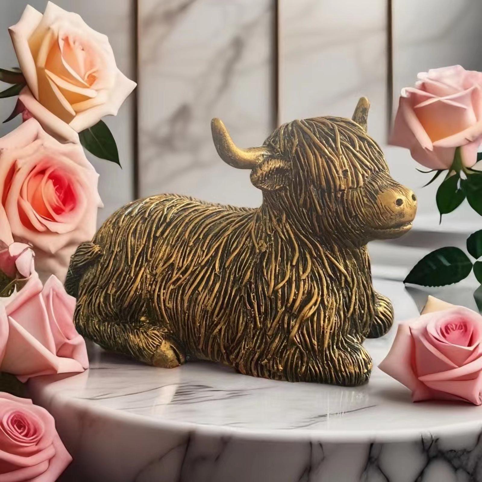 

Decor Desktop Resin Bull Statue Ornament Holiday Decoration One Size