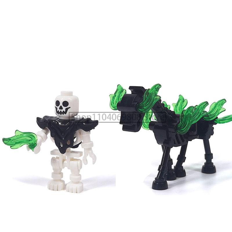 MOC Halloween Building Blocks Skeleton Army Knight Figures Flame Horse Medieval Vampire Furniture Assembly DIY Bricks Toys Gifts