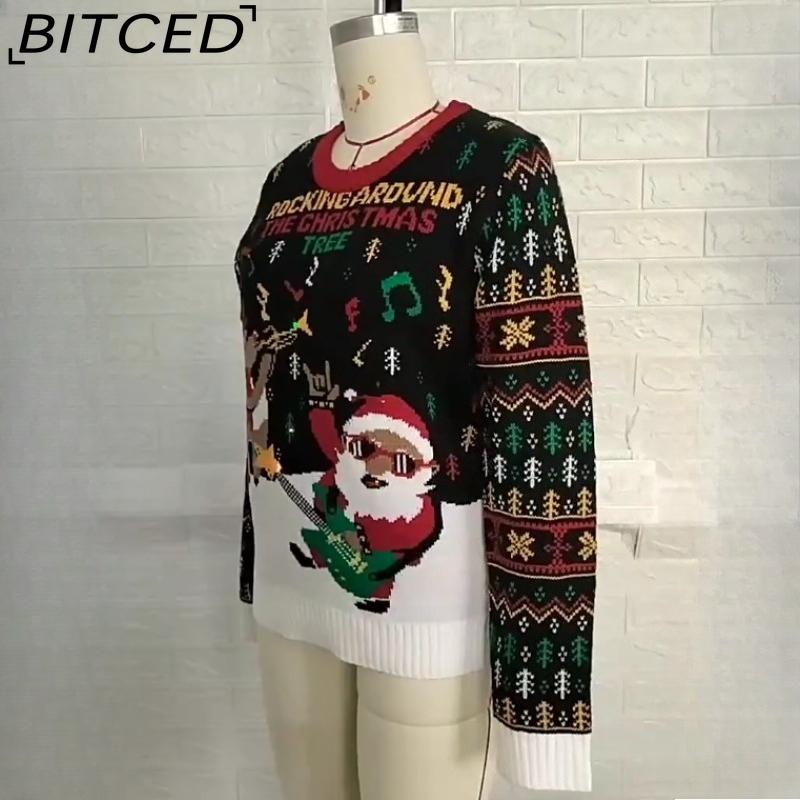 BITCED Colecția de Crăciun Jacquard cu Reni Toamnă/Iarnă Pulover Tricotat Moș Crăciun