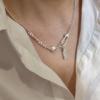 S925 Sterling Silver Niche Design Side Necklace Korean Fashionable Texture Simple Personality Collarbone Chain