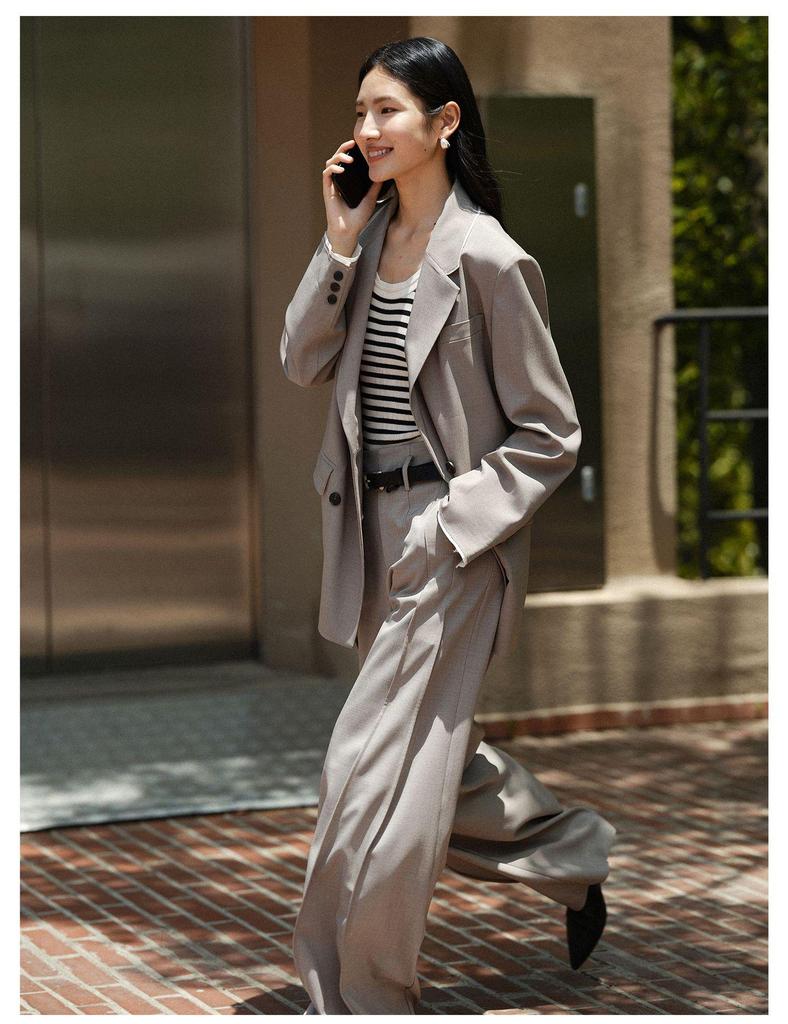 2026 Spring Women's Wool Blend Lapel-less Suit Jacket: Timeless, Elegant, Formal Wear