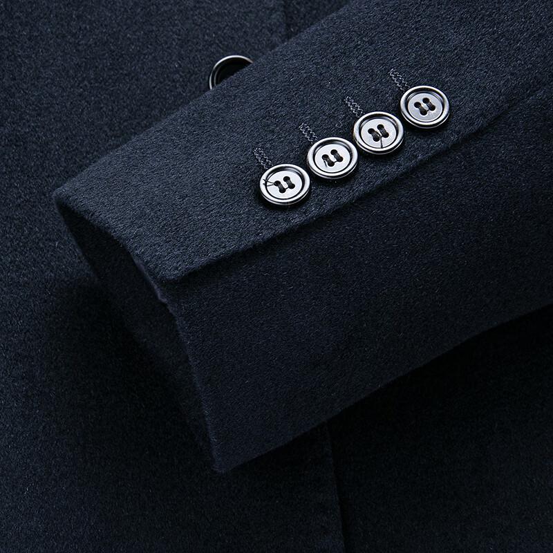 FAPAI Men's Business Stand Collar Wool Blend Overcoat