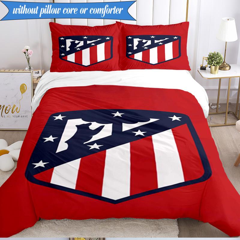 3PCS Atlético De Madrid S.A.D Printed Soft Bedding Set,Including 1pc Duvet Cover And 2pcs Pillowcases Perfect for Bedroom, Dormitory, Fan Gift