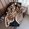 Korean Style Design Creative Floral Color-blocking Printed Scarf  Twill Square Scarf  Daily Matching Travel Photography Shawl