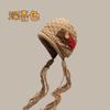 Cute little cashmere hat women's autumn and winter warm straps knitted ear hat outdoor pullover hat