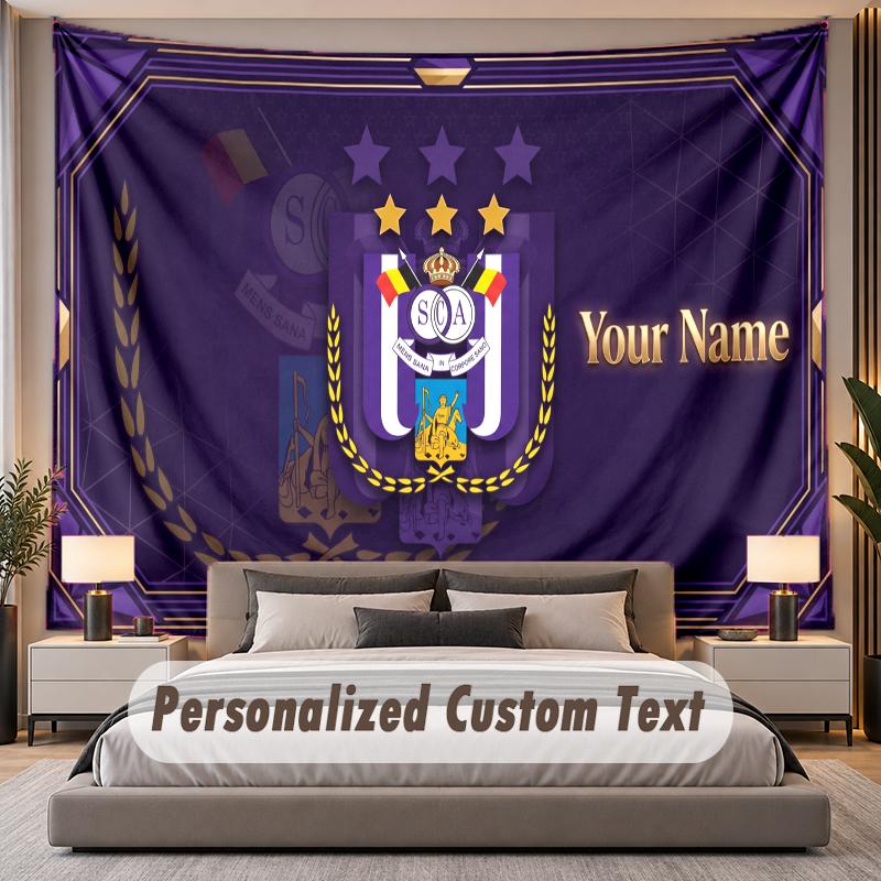 Custom Name Text Tapestry Anderlecht FC logo Personalized Polyester Wall Tapestry For Bedroom And Room