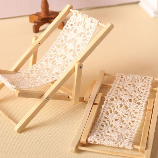 Nábytek do domečku pro panenky Vysoce věrný Domeček pro panenky Řemeslo Domeček pro panenky Plážové Dřevěné lehátko Příslušenství pro domeček pro panenky