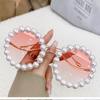 2024 New Luxury Round Frame Pearl Sunglasses Women Men Ins Fashion Metal Wave Leg Gradient Sun Glasses Traveling Oculos UV400
