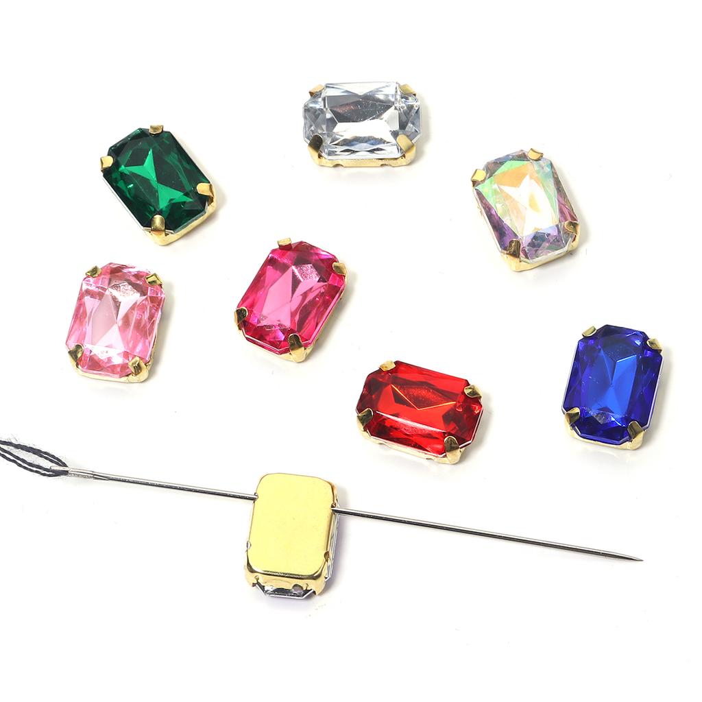30Pcs Stainless Squar Rhinestone Gold Claw Beads Acrylic Four Hole Claw Beads For Wedding Dress Clothing Crafts Jewelry Findings