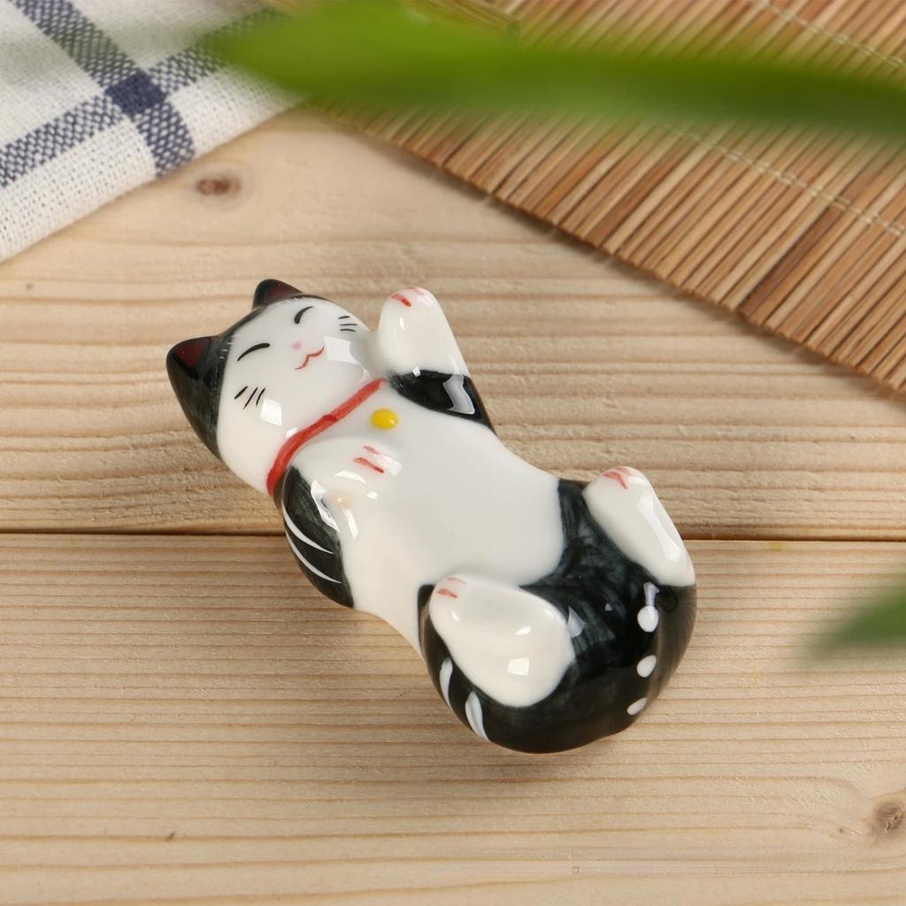 1pc Ceramic Cute Chopstick Holder Tableware Japanese Style Underglaze Restaurant Simple Oval Spoon Bracket Utensil for Kitchen