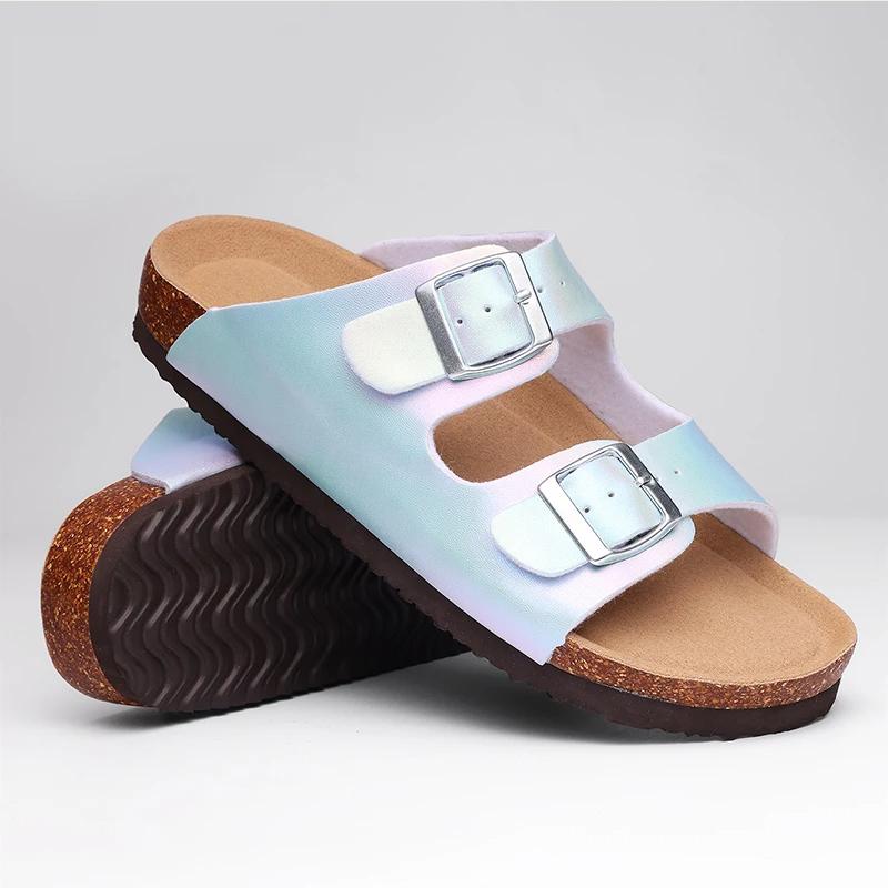 

Fashion Comwarm Fashion Gradient Women s Sandals New Summer Cork Footbed Sandals With Double Buckle Lady Beach Shoes Orthopedic Sandals 36