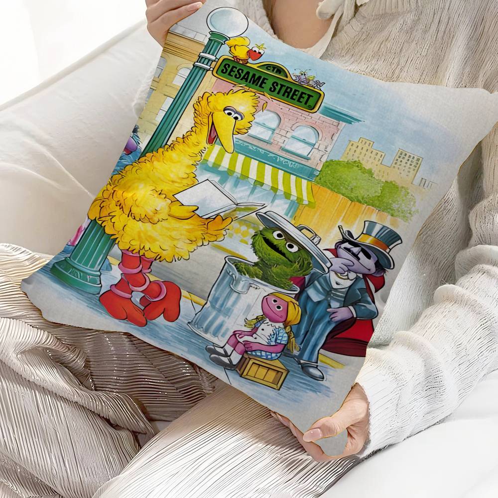 Anime Cartoon S-Sesame S-Streets Pillow Cushion Cover Pillowcase Living Room Sofa Home Decor Customized