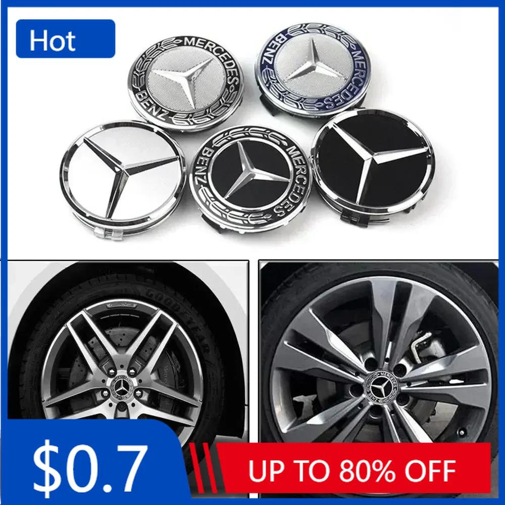 Car Sticker 4PCS75MM Car Hub Center Cover for Mercedes Benz AMG W203 W206 W220 W205 W211 Car Wheel Center Hub Caps Benz Emblem T