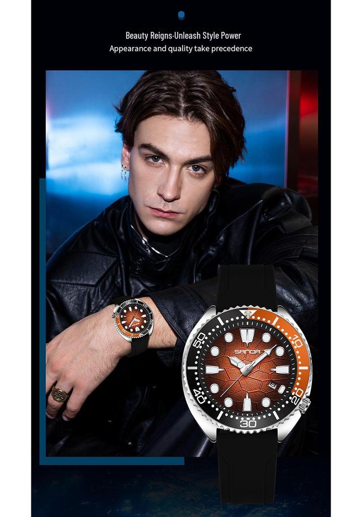 SANDA Men's Quartz Watch: Luminous, Calendar, Rotating Bezel, Waterproof, Business & Casual.