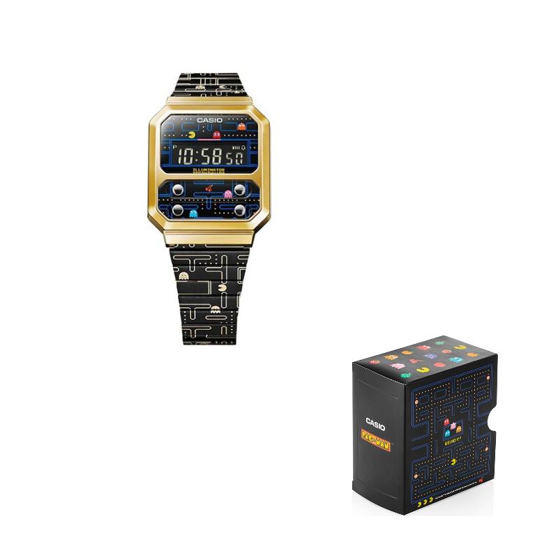 CASIO Men YOUTH Black Watch A100WEPC-1BPR-person Gold Watch Case