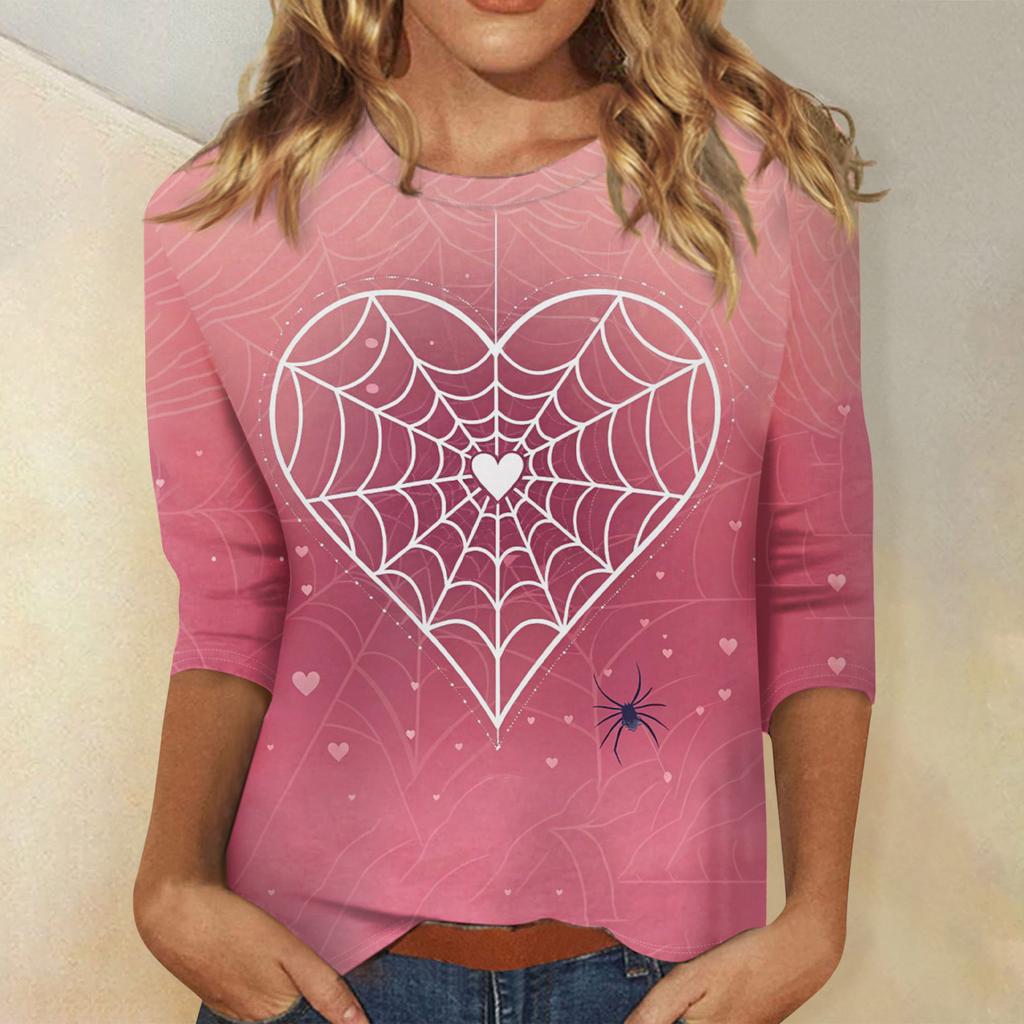 Women's Valentine's Day Print Fashion Casual 3/4 Sleeve Round Neck Top