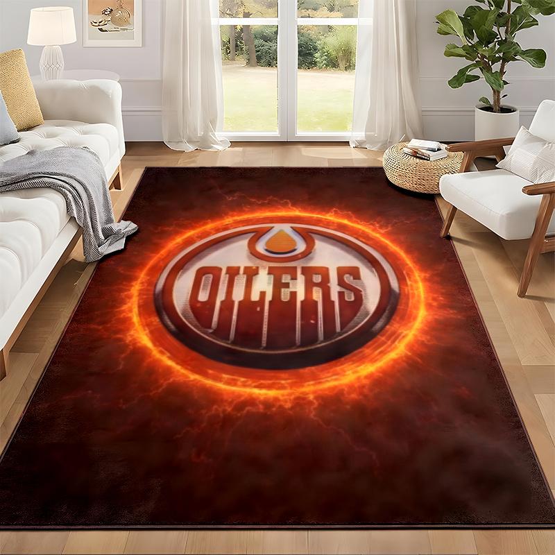 Edmonton Oilers Carpet Door Mat for Living Room or Bedroom Protective Mat Under Chair Office Decoration Christmas Gift Birthday Present