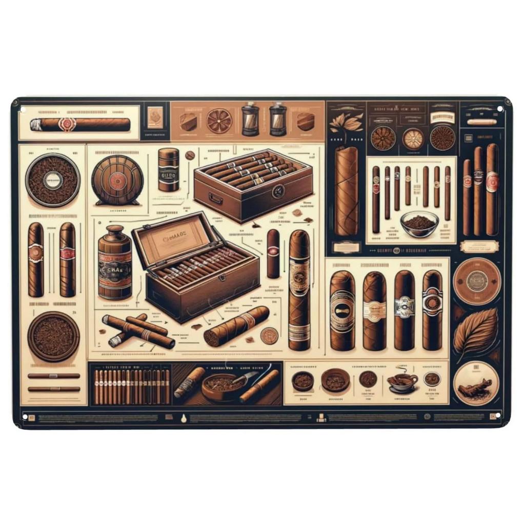 Whiskey Cigar Plaque Metal Tin Signs Wall Decoration Vintage Art Posters Iron Painting for Man Cave Home Cafe Garden Club Bar