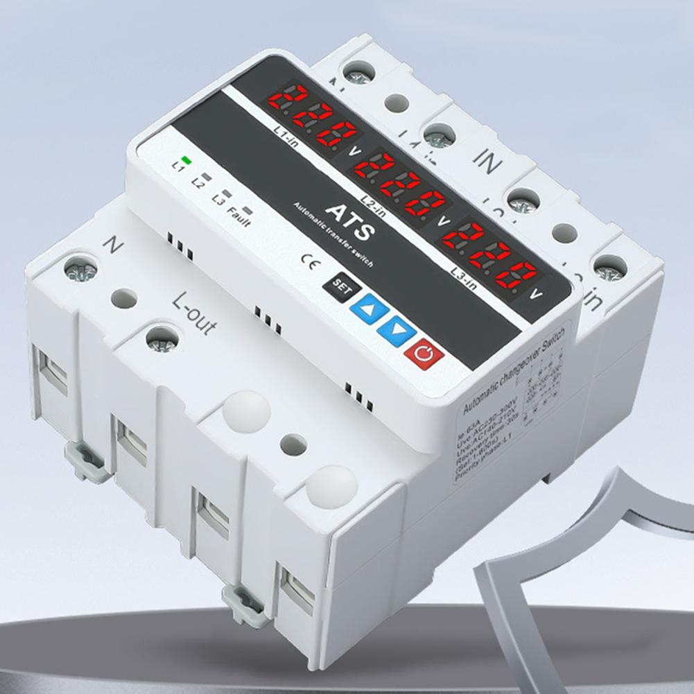 Three Phase 4-Wire Voltage Protection Relay for 220V with LCD Monitoring Current Voltage and Priority Settings