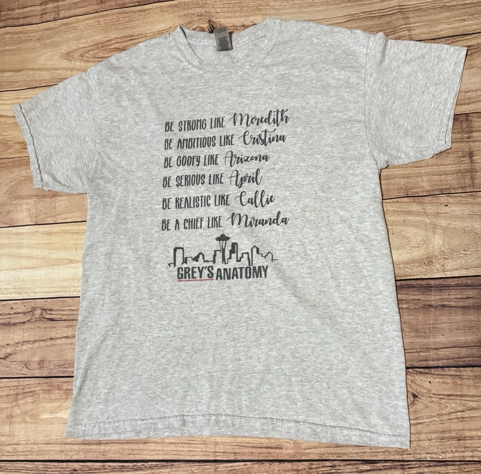 Greys Anatomy Cast Meredith Arizona April Miranda T-Shirt Gray Size Large L XXXL