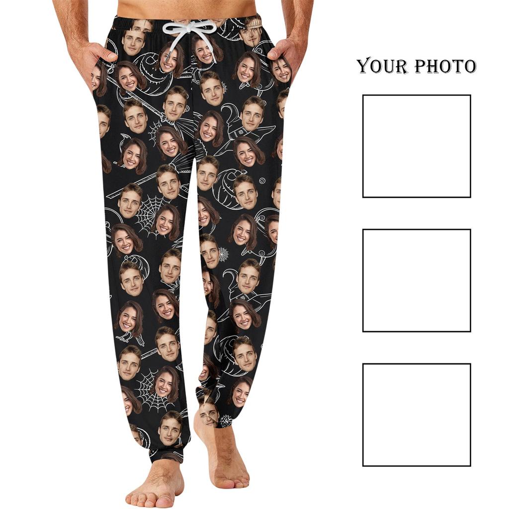 Men's Casual Pajama Pants with Pockets - Halloween Print