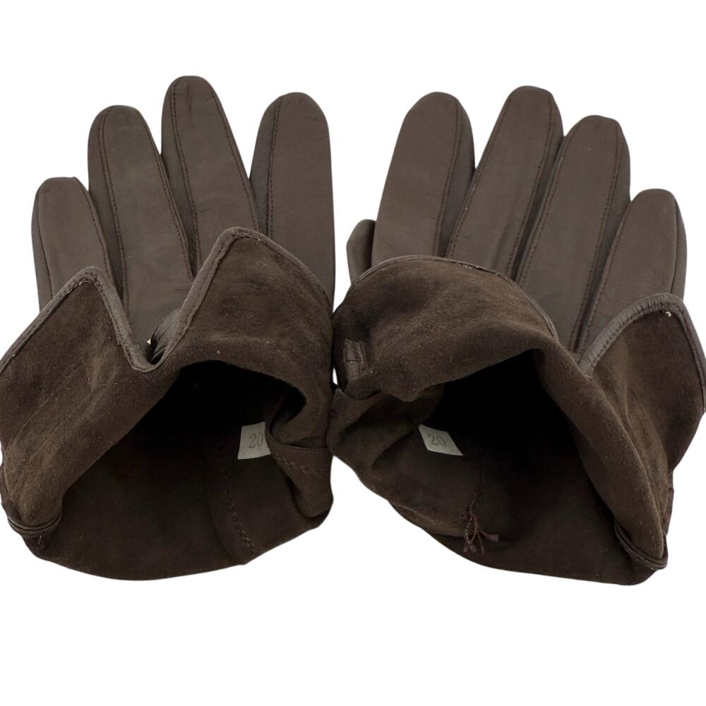 Dior logo leather gloves Brown leather Women Used