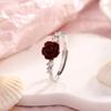 Red Rose Cinnabar Camellia Diamond Ring: Unique Birthday Gift for Girlfriend
