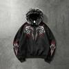 Pánská mikina s kapucí a celozipem s fleecovým límcem, Tištěná zkrácená mikina na zip, Velká těžká fleecová bunda Streetwear (Unisex)