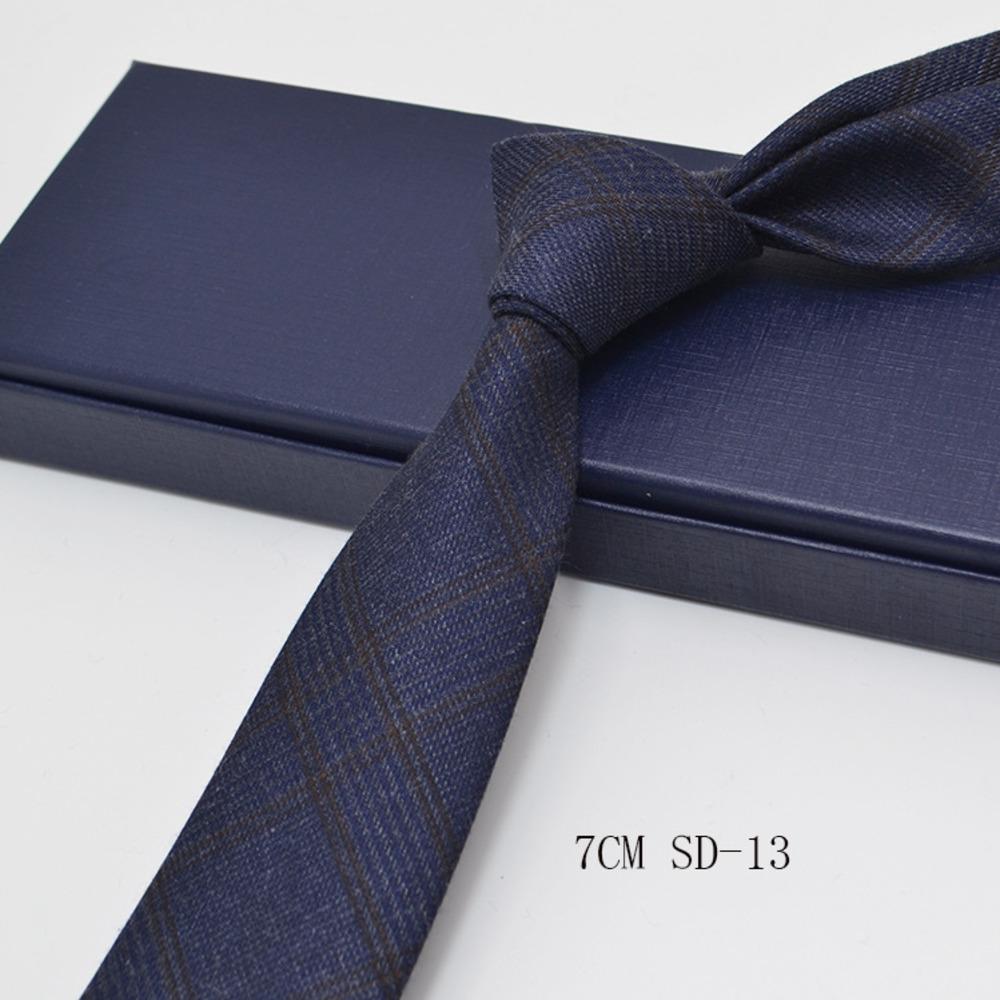 Luxury 7cm Grey Plaid Cotton Neck Ties For Men Soft TR Fabric Red Striped Neckties Casual Ties Wedding Party Groom Cravat Gift