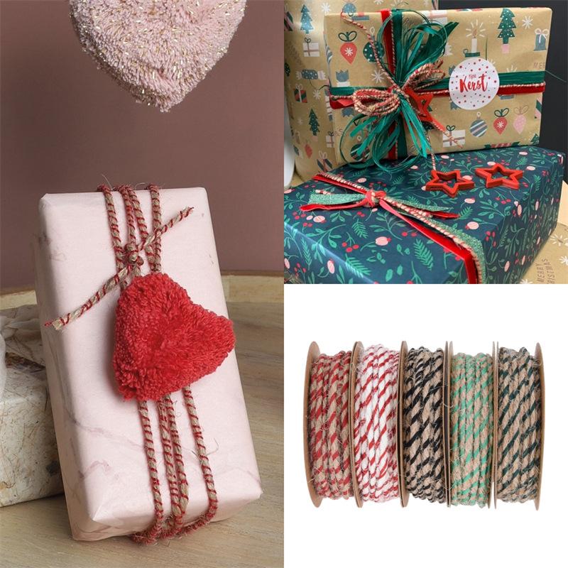 Spiral color matching hemp rope, Christmas decorative rope gift cable tie, retro hemp belt narrow line rope