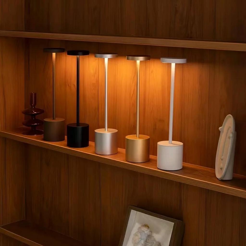 Simple LED Rechargeable Touch Metal Table Lamp Three Colors Bedside Creative Ambient Light Bar Outdoor Decoration Night Light