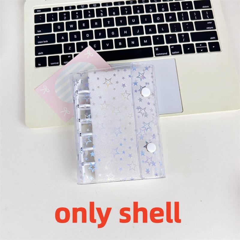 A7 Budget Binder Cover Clear Glitter PVC Binder Refillable Notebook for Photos Pictures Albums Organizer Planner Folder