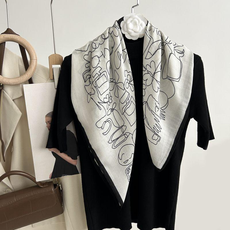 

Декоративный простой шелковый шарф с текстурой, женский новый стиль, весна-осень-лето, модный универсальный платок для работы 70*70cm белый