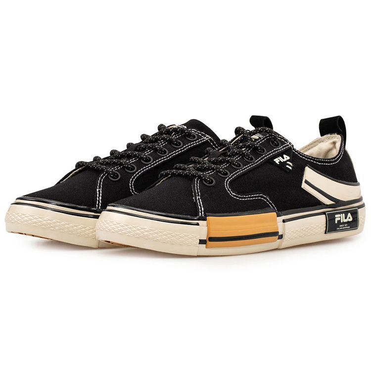 FILA Fusion Block Reform Fabric Versatile Lightweight Breathable Low-Top Sneakers Women sneakers Black White Yellow T12W034401FBK