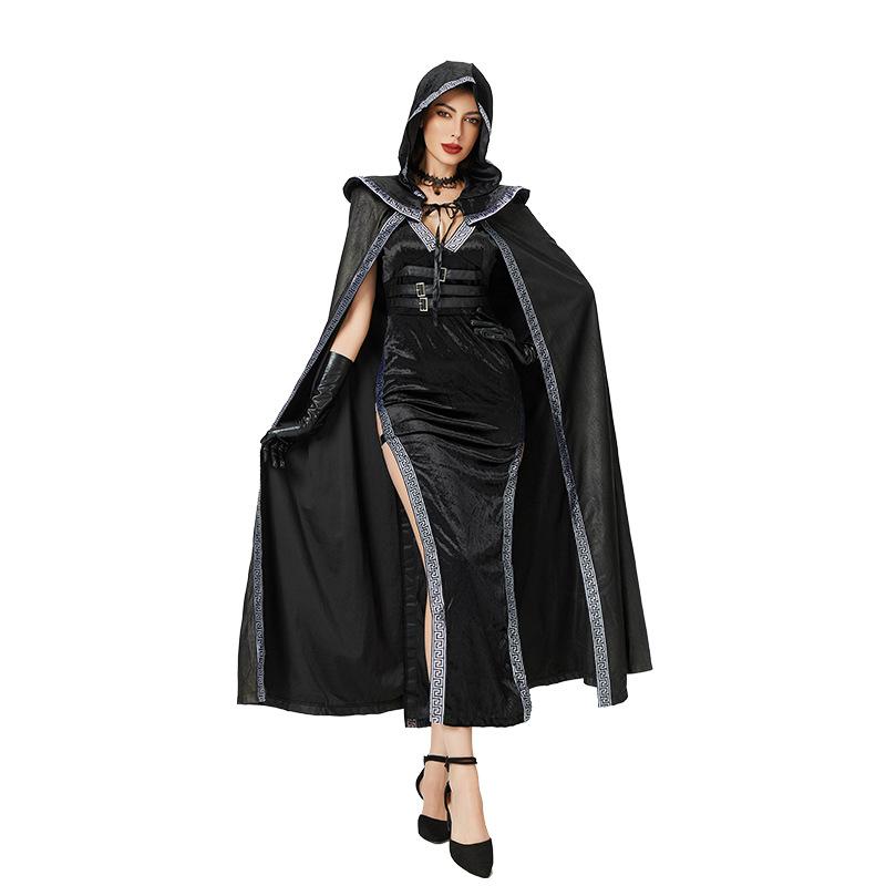 Halloween costume sexy witch costume dark goth European and American babes slim robe cosplay costume