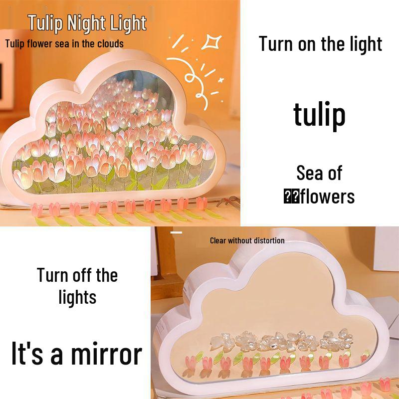 Creative Cloud Tulip Night Light DIY Kit - Handmade Gift for Couples & Friends, Ideal for Birthdays & Mid-Autumn Festival.