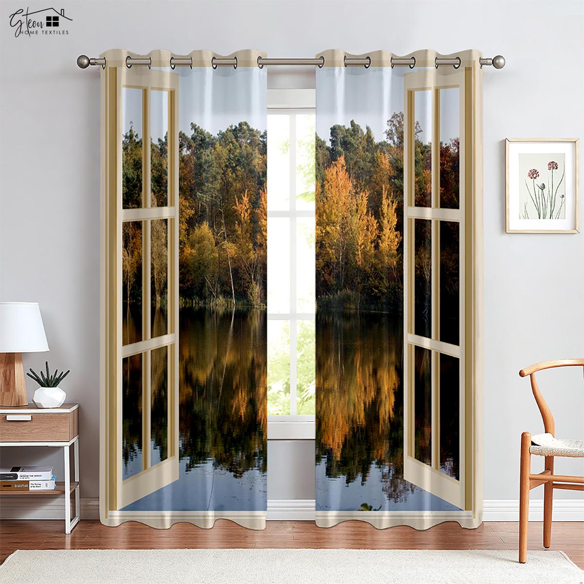 

3D-печатные шторы для морского неба, шторы в средиземноморском стиле, подходящие для спальни, гостиной, гостевой комнаты, декоративные шторы W50xH130(CM)x2PCS&Rod pocket