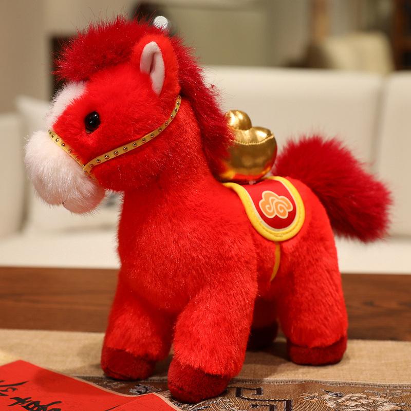 Red Lucky Horse Plush Toy New Year Mascot Horse Plush Toys Chinatown Boutique Horse Year Decor Festival Gift