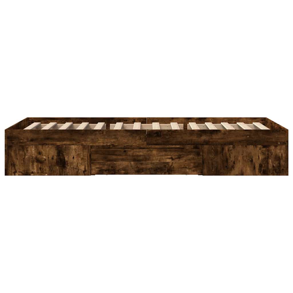 Bed Frame Without Mattress Smoked Oak 90x190 Cm Wood Based Material