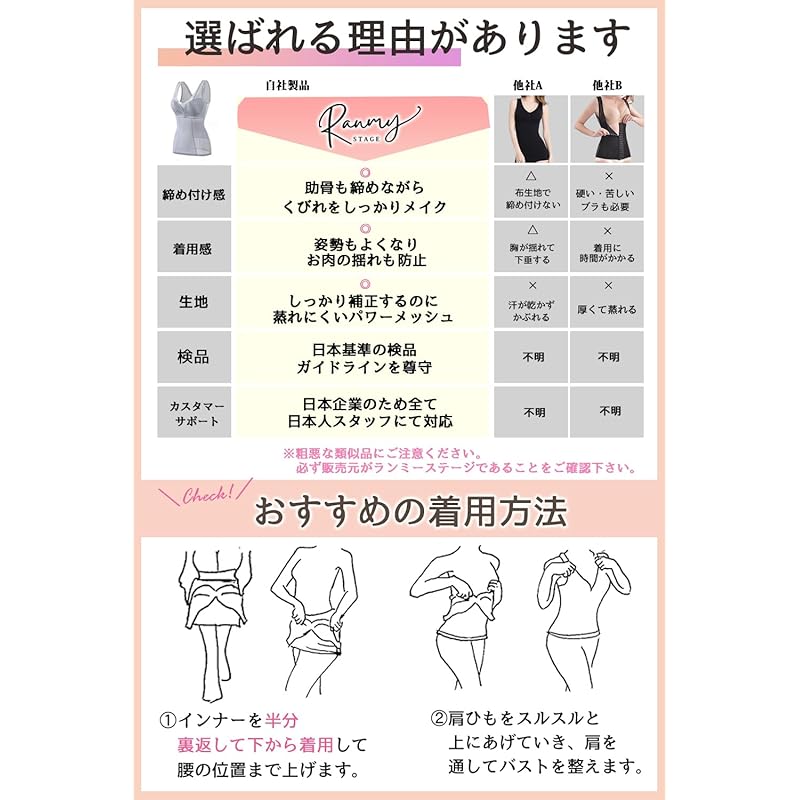 [Ranmy Stage] [Body makeup just by wearing it! ] Shapewear body shaper pressurized inner Tighten your stomach pressurized tank top waist shape ladies