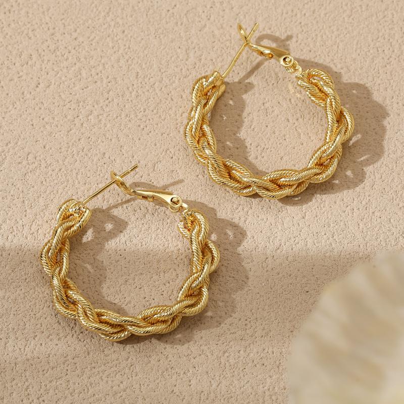 Golden Twisted Hoop Earrings for Women Elegant Chunky Statement Jewelry Gift