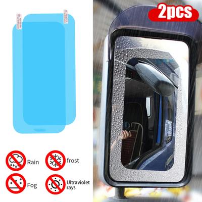 2Pcs Rückspiegel Film Große Hydrophoben Wiederverwendbare Anti-fog Film Klebstoff Spiegel Schutz