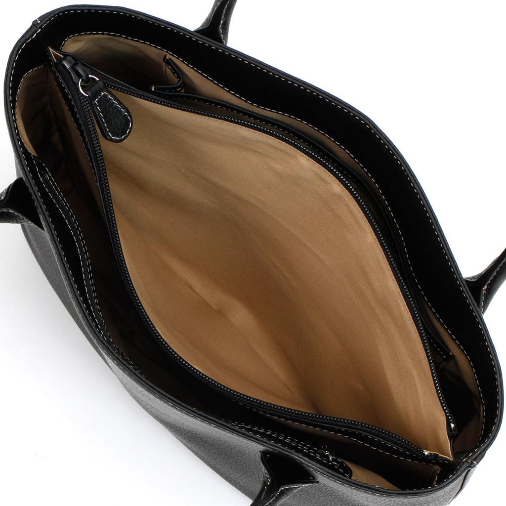 Geantă cu etichete K mark compatibilă cu formatul A4, bej, cusătură 15521 [Kitamura], semi-umăr Y-1312, pentru femei, negru/nisipiu [Negru]