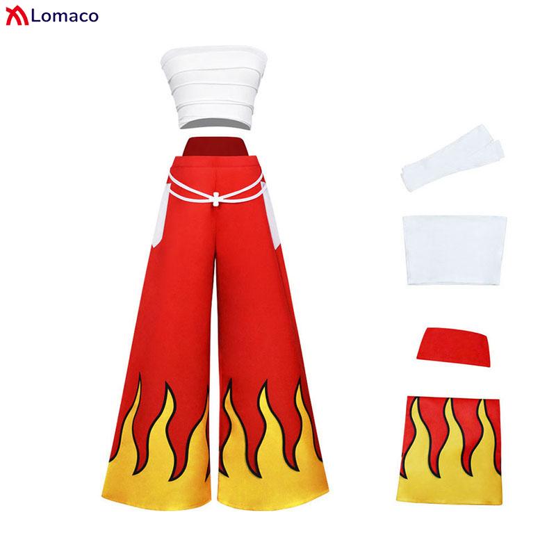 Anime Fairy Tail Erza Scarlet Cosplay Kostuum Pruik Tattoo Sticker Broek Witte Crop Tops Dames Halloween Carnaval Outfit XS（old） red