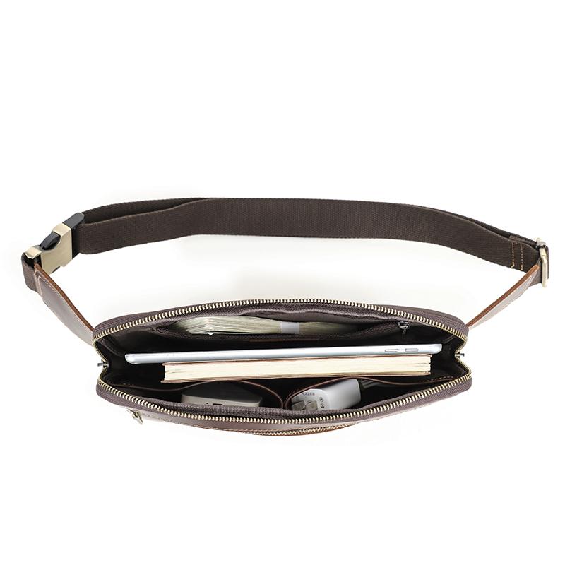 CONTACT'S Genuine Leather Crossbody Bag for Men 2025 New Style Male Waist Bags for 7.9 Inch iPad Men's Travel Money Pouch Crossbody Fanny Belt Bags