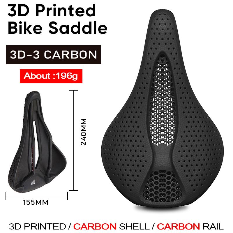 BUCKLOS 3D Printed Bicycle Seat Cushion Carbon Fiber Bike Saddle 143mm 155mm Bike Cushion Road MTB Triathlon Seat Nylon
