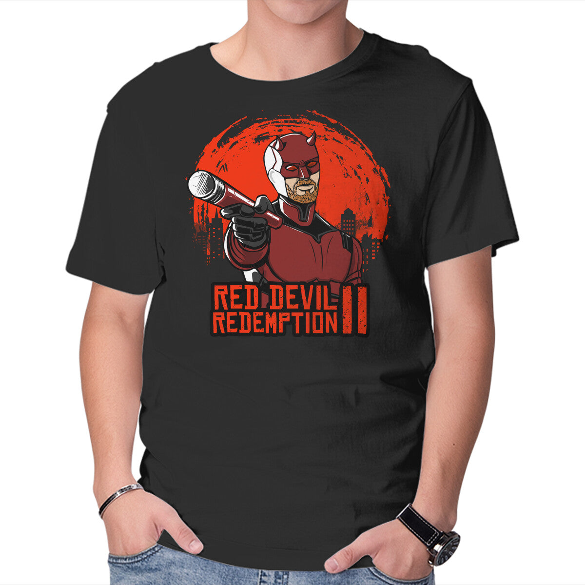 Unisex Crew Neck T-Shirt Red Devil Redemption Graphic Short Sleeve Casual Tee XXXXL