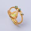 Natural Ethiopian Opal Gold Plated Wife Gift Eternity Electroformed Ring Jewelry V-60