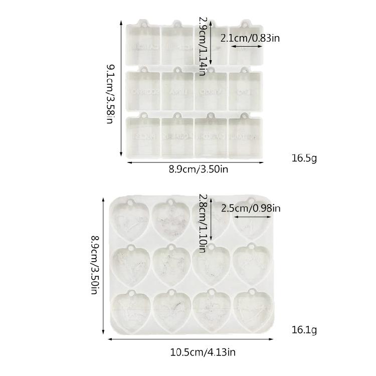 2 Pcs Love Square Silicone Molds Diy Crafts Earrings Pendant Tag Keychain Making